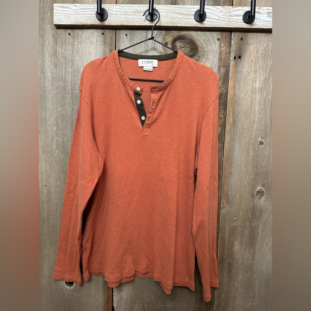 Y2K J. Crew Thermal Henley in Dark Cinnamon Size XL Men’s